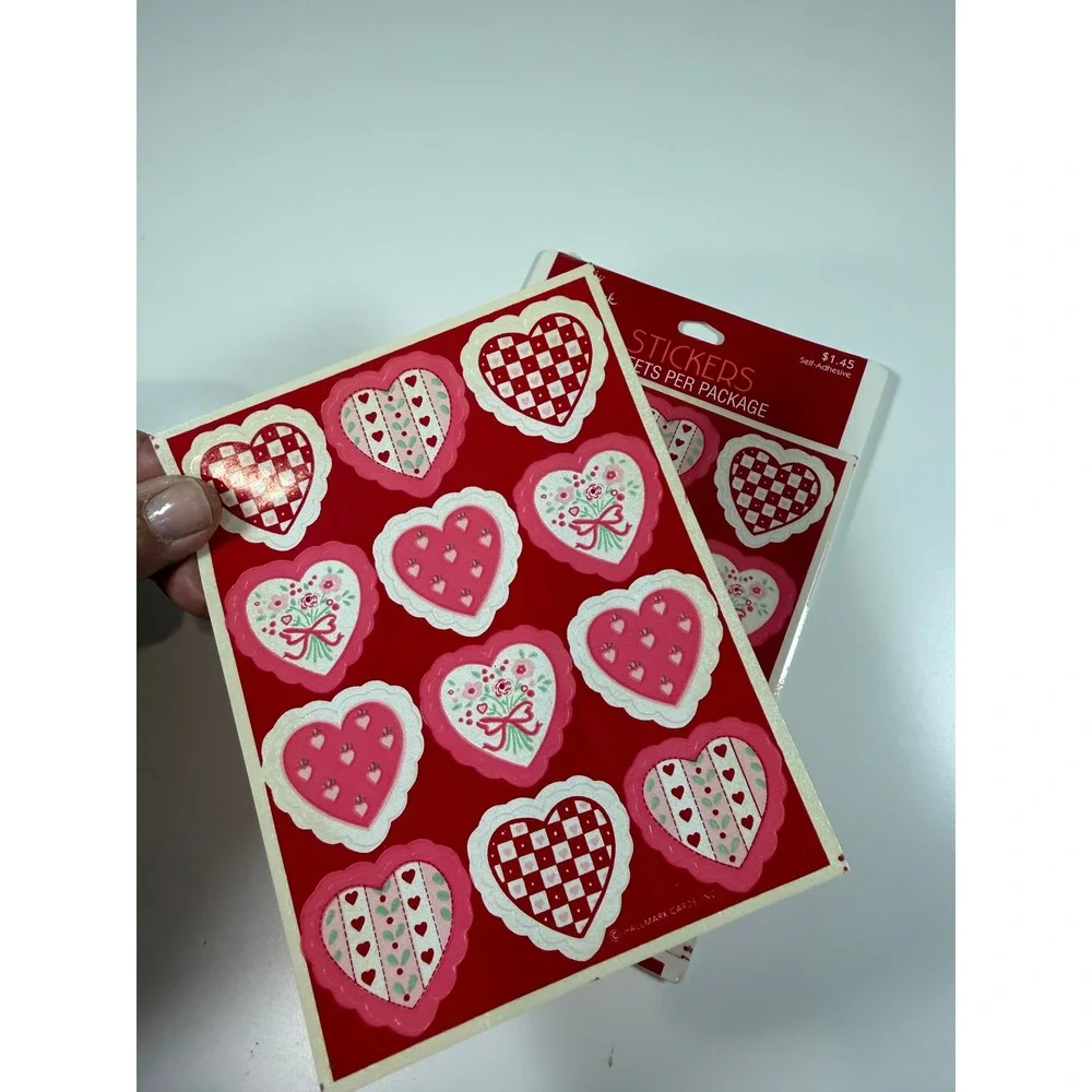 Hallmark 1980s Valentines Day Hearts 4 Sticker Sheets Sealed Plus 1 Ephemera